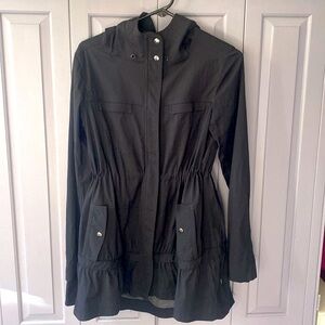 Lululemon black rain coat jacket trench with cinch waist